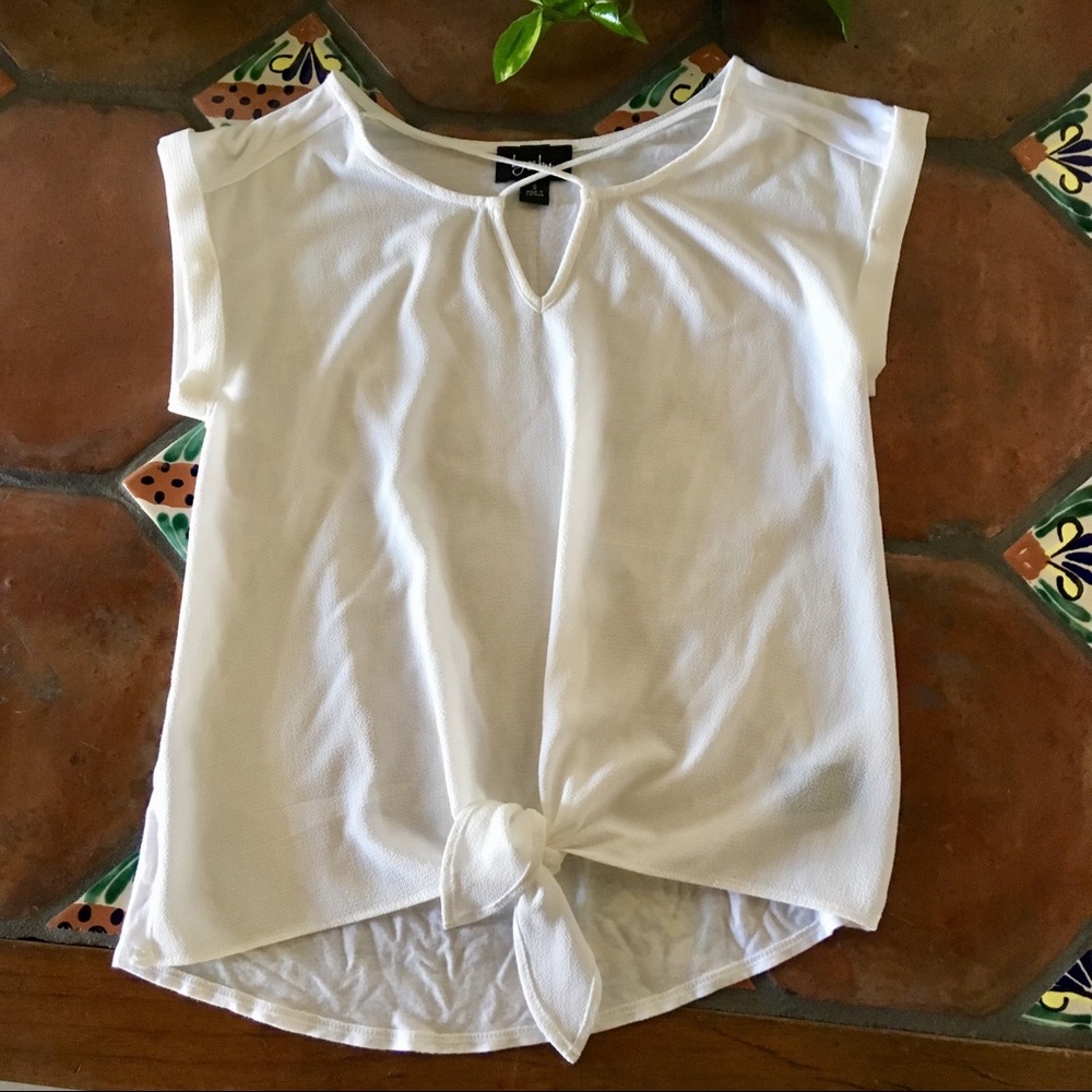 White tie front shirt